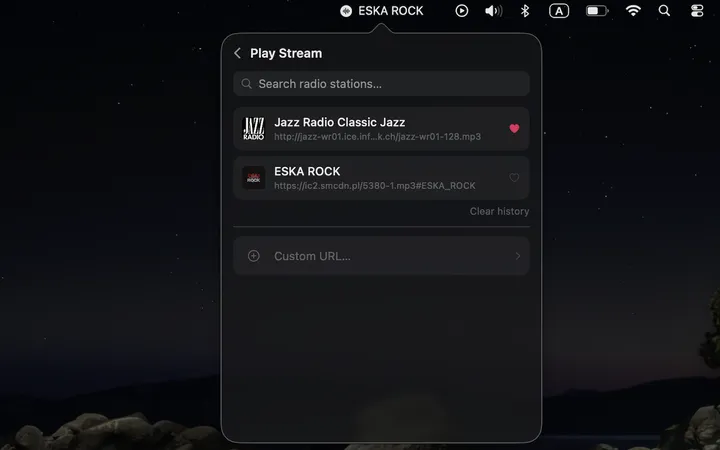 HEOS Surfer favorites and recent streams screen