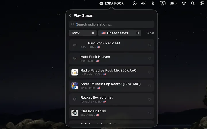 HEOS Surfer internet radio search results screen